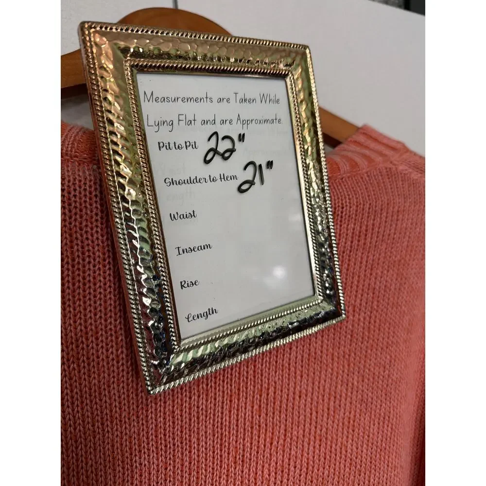 J.Crew Women’s Medium Coral Knit Crewneck Sweater Ribbed Hem‎